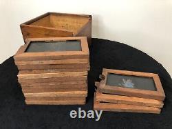 Antique Set of 15 Lantern Slip Slides with Wooden Box