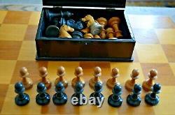 Antique Staunton Chess Set Complete Very Good Condition & Boxed