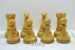 Antique Staunton Chess Set Weighted c1885 (King 3.75) with Original Box and Key