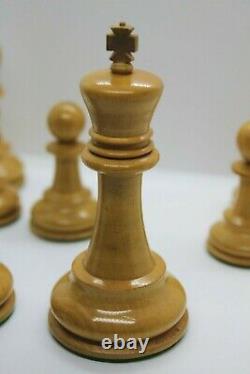 Antique Staunton Chess Set Weighted c1885 (King 3.75) with Original Box and Key