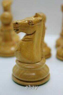 Antique Staunton Chess Set Weighted c1885 (King 3.75) with Original Box and Key