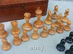 Antique Staunton Chess Set & Wooden Box