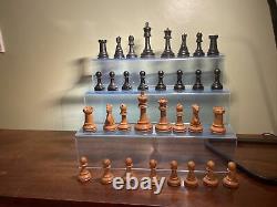 Antique Staunton chess men set boxed