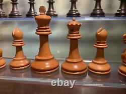 Antique Staunton chess men set boxed