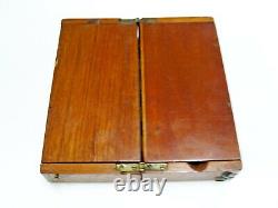 Antique Victorian Rosewood/satin Wood Board Travel Chess Set In Mahogany Box