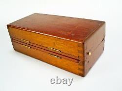 Antique Victorian Rosewood/satin Wood Board Travel Chess Set In Mahogany Box