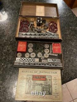 Antique Vintage 1916 A. C. Gilbert Erector Set No. 4 in Original Wooden Box