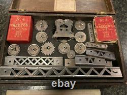 Antique Vintage 1916 A. C. Gilbert Erector Set No. 4 in Original Wooden Box