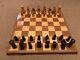 Antique/vintage Chess Set In An Inlaid Wooden Box, Hand Carved By Master Craftsm