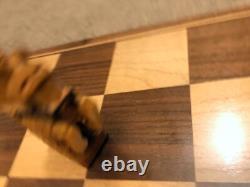 Antique/Vintage Chess set in an inlaid wooden box, hand carved by master craftsm