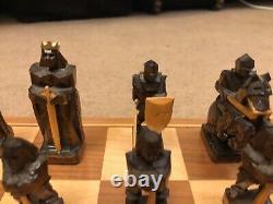 Antique/Vintage Chess set in an inlaid wooden box, hand carved by master craftsm