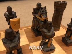 Antique/Vintage Chess set in an inlaid wooden box, hand carved by master craftsm
