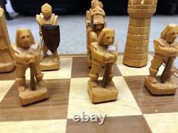 Antique/Vintage Chess set in an inlaid wooden box, hand carved by master craftsm