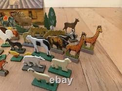 Antique Vintage Wooden Animals Noah's Ark Toy Set With Box U. S. Baking Co. 1880s