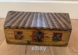 Antique Vintage Wooden Animals Noah's Ark Toy Set With Box U. S. Baking Co. 1880s