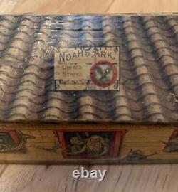 Antique Vintage Wooden Animals Noah's Ark Toy Set With Box U. S. Baking Co. 1880s