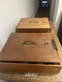 Antique Vintage Wooden Cash Box Till Money Drawer Cabinet Set Of 2