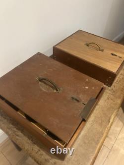 Antique Vintage Wooden Cash Box Till Money Drawer Cabinet Set Of 2