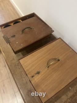 Antique Vintage Wooden Cash Box Till Money Drawer Cabinet Set Of 2