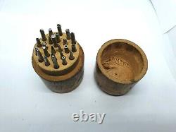 Antique WATCHMAKERS PUNCHES SET / staking set IN WOODEN BOX