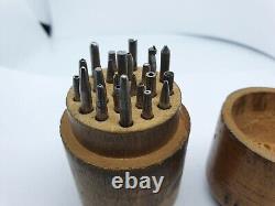 Antique WATCHMAKERS PUNCHES SET / staking set IN WOODEN BOX