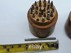 Antique WATCHMAKERS PUNCHES SET / staking set IN WOODEN BOX