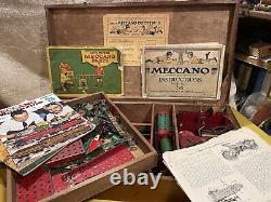 Antique WW2 Era 1940s Meccano ORIGINAL Set, Wooden Box Manuals RARE, VINTAGE