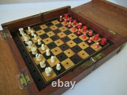 Antique Whittington Travel Chess Set Jaques Style And Orig Box-board