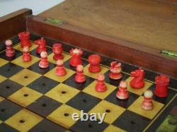 Antique Whittington Travel Chess Set Jaques Style And Orig Box-board