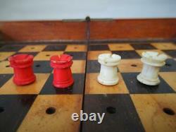 Antique Whittington Travel Chess Set Jaques Style And Orig Box-board