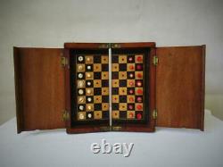 Antique Whittington Travel Chess Set Jaques Style And Orig Box-board