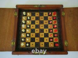 Antique Whittington Travel Chess Set Jaques Style And Orig Box-board