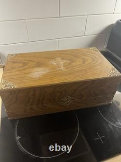 Antique Wood Wooden Priest's Sick Call Last Rites Anointing Viaticum Set Box