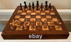 Antique Wooden Chess sets (2) with fold open box