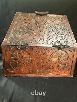 Antique Wooden box with porcelain perfume bottles vanity set