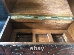 Antique Wooden box with porcelain perfume bottles vanity set