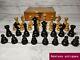 Antique Original Rare 1930s Austrian Wood Chess Set In Original Box