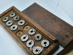 Antique watchmakers tool dies only set in wooden box