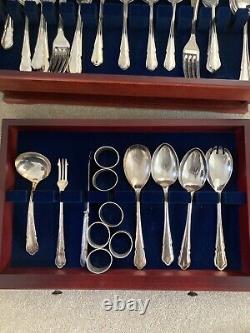 Arthur Price 55 Piece Silver Cutlery Set 25 Year Guarantee 3 Tier Wooden Box