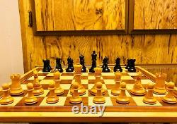 Atq British Howard Staunton Complete Chess Set & Original Mahogany Box C-1910