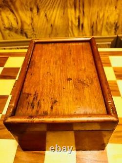 Atq British Howard Staunton Complete Chess Set & Original Mahogany Box C-1910