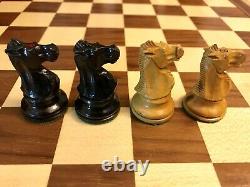 Atq British Howard Staunton Complete Chess Set & Original Mahogany Box C-1910