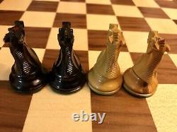 Atq British Howard Staunton Complete Chess Set & Original Mahogany Box C-1910