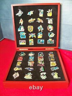 Batman Enameled Pin Collection Complete Set of 40 in Wooden Box Willabee & Ward