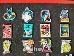 Batman Enameled Pin Collection Complete Set of 40 in Wooden Box Willabee & Ward