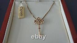 Beautiful Clogau 14ct Gold Kensington Key Diamond Set Pendant. Wooden Box