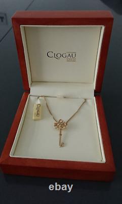 Beautiful Clogau 14ct Gold Kensington Key Diamond Set Pendant. Wooden Box