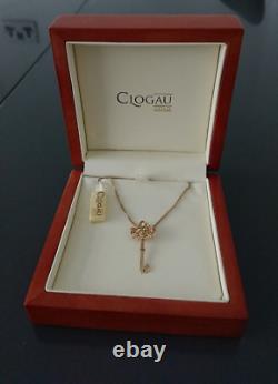 Beautiful Clogau 14ct Gold Kensington Key Diamond Set Pendant. Wooden Box