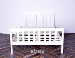 Bed Frame Pine Wood Solid Wooden White Pine Bed Set 5FT King Bedroom Furniture