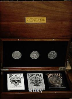 Bicycle Apocalypse Playing Cards 3 Deck Wooden Box Set with 3 Coins